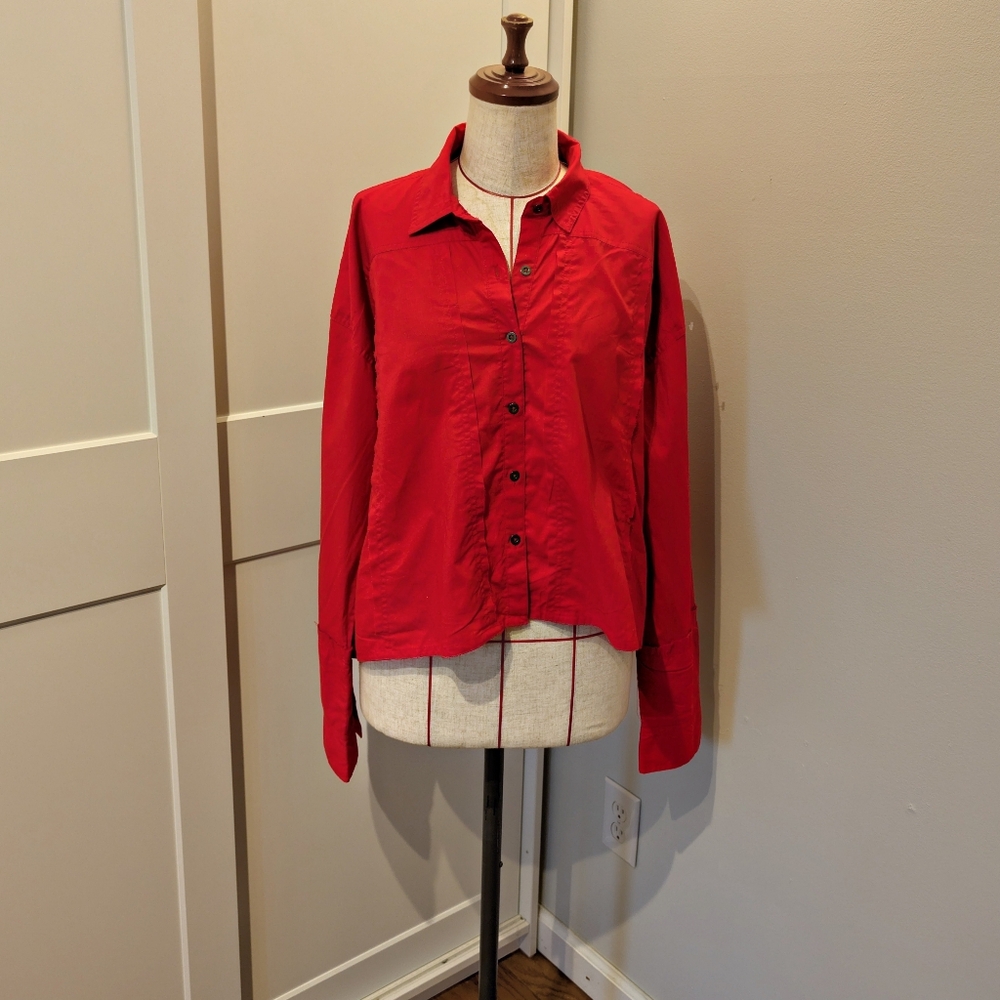 NWT We The Free Size S Pink Button Down Long Sleeve Shirt Oversized Boho Chic
